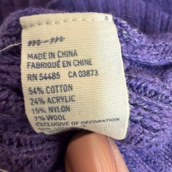 Vintage American Eagle Sweater Womens Med purple Cable Knit V Neck Preppy Y2K - Picture 4 of 5